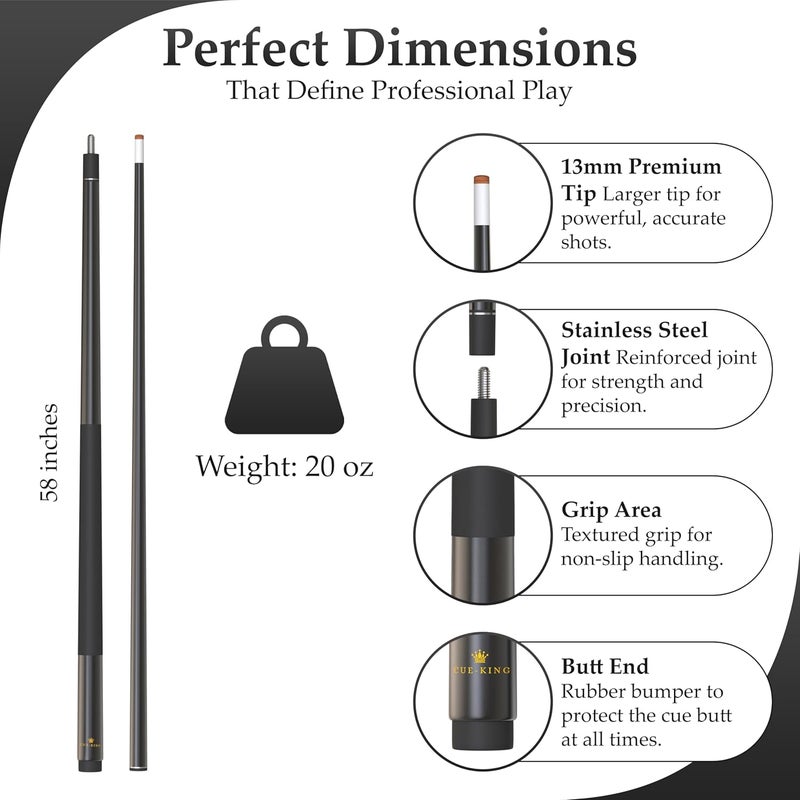 CuteKing Ultra Professional Pool Cue, 2 Piece 58” 20oz 13mm Premium Tip, Pool Stick, Pool Sticks, Pool Cues, Cue Stick, Pool Cue Stick, Taco De Billar, Pool Table Stick, Billiard Cue Stick - Image 3